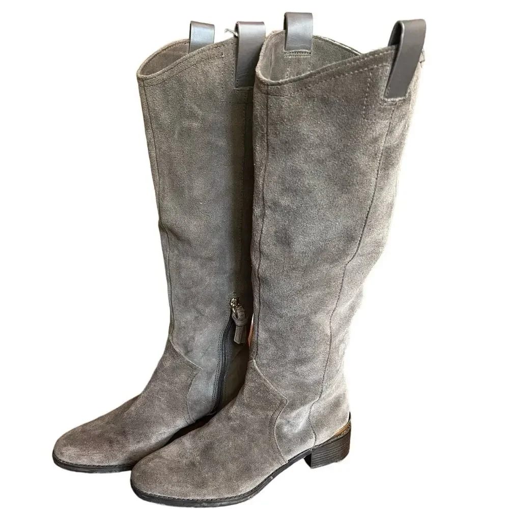 Womans Suede Knee High Boots Riding Boot LOUISE ET CIE GY Size 7.5 ‎ Grey/Brown